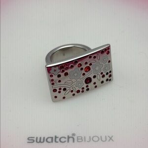 Swatch Bijoux Silver Toned Flower Ring - size 5